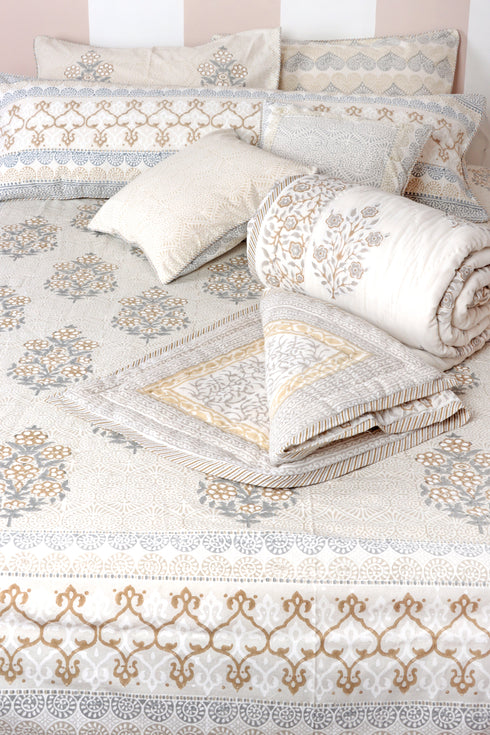 Mulmul Cotton Dohar in Floral Block Print